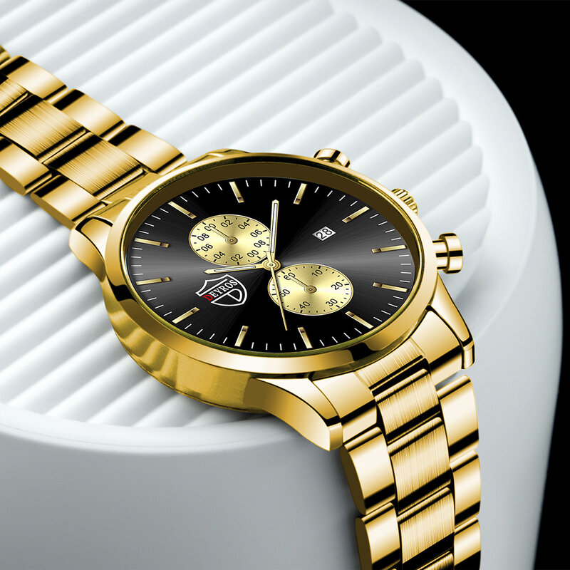 Skórzany zestaw bransoletek męskie zegarki Top marka luksusowe sportowe zegarki kwarcowe męskie zegarki ze stali nierdzewnej człowiek Relojes Para Hombre