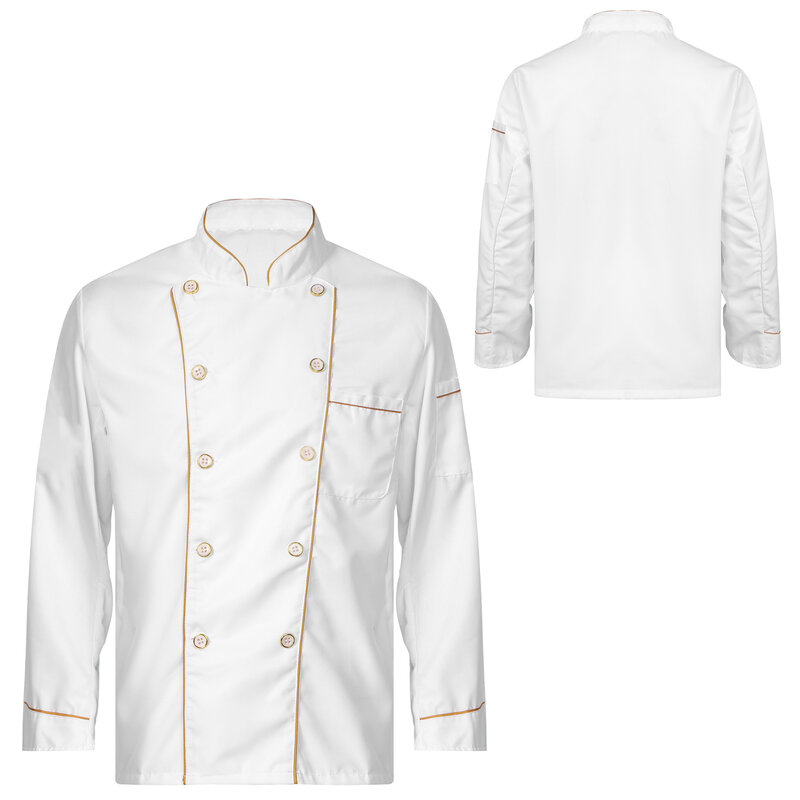 Mens Womens Stand Collar Chef Jacket manica corta camicie a maniche lunghe per Hotel Restaurant Kitchen Bakery Button Cooking Uniform
