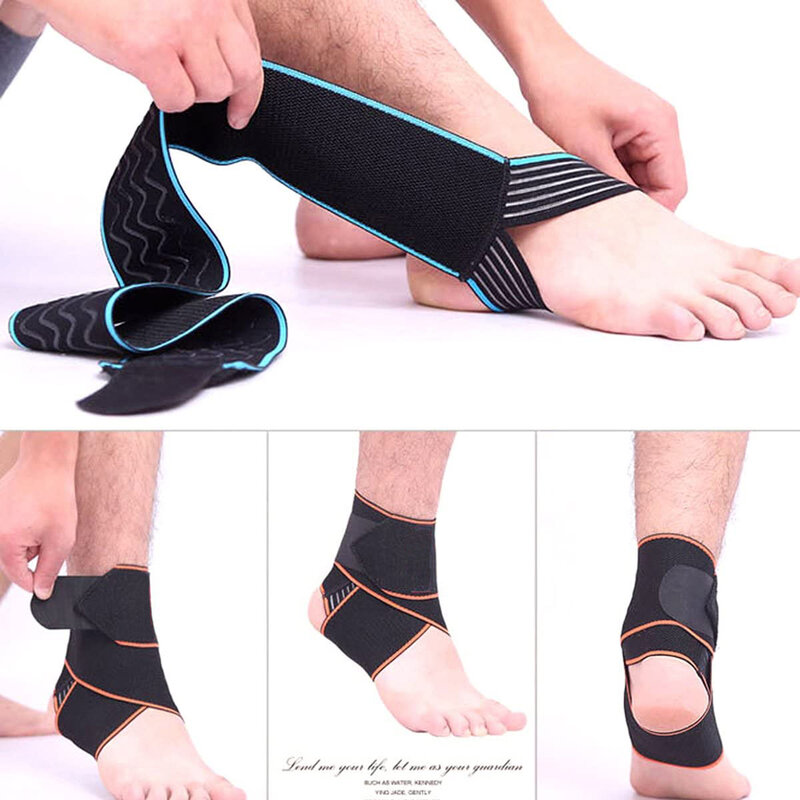 1 par ajustável tornozelo cinta suporte respirável material de náilon super elástico confortável adequado para esportes, 1 tamanho serve para todos