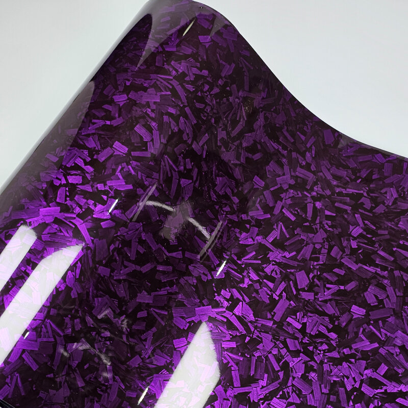 Film vinyle d'emballage en fibre de carbone forgée en cristal violet brillant, autocollants de moto, feuille ronde, accessoires automobiles, décalcomanies, 50cm x 600cm