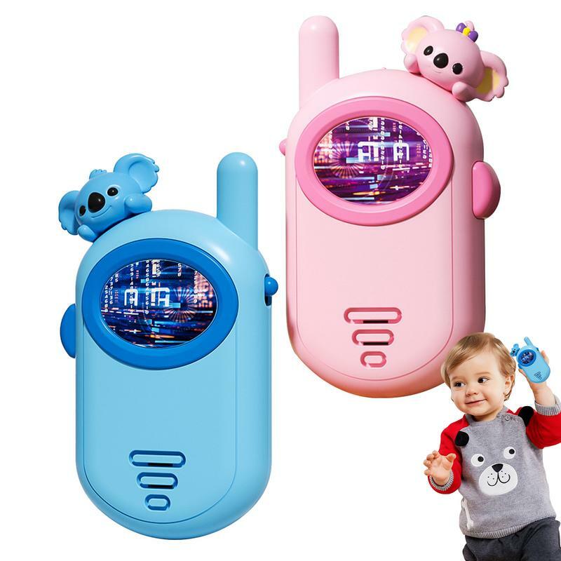 Mainan Walkie Talkie anak-anak, 2 buah penerima Radio Mini Walkie-Talkie anak-anak hadiah ulang tahun Natal mainan anak untuk anak laki-laki perempuan