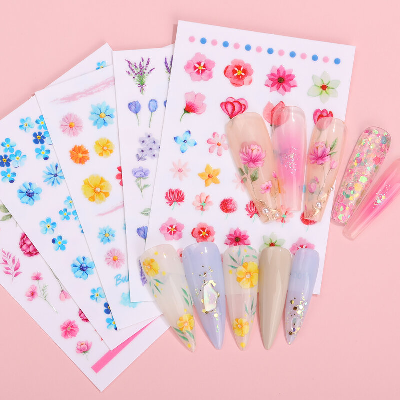 Hot Sale 3D Flower French Style Self Adhesive Decals  Assessories Nail Art Stickers Manicure Nail Art Decoration