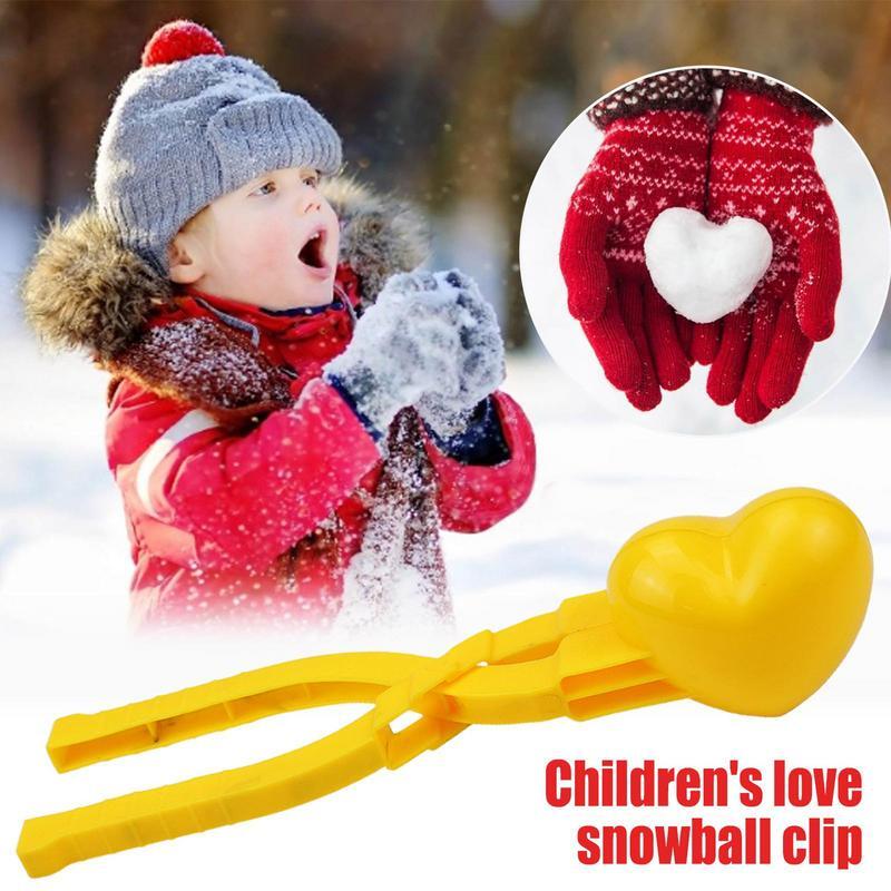 Snow Ball Maker for Children, Cartoon Snowball Maker, Molde de areia, amor em forma, clipe, brinquedos ao ar livre, inverno, adorável