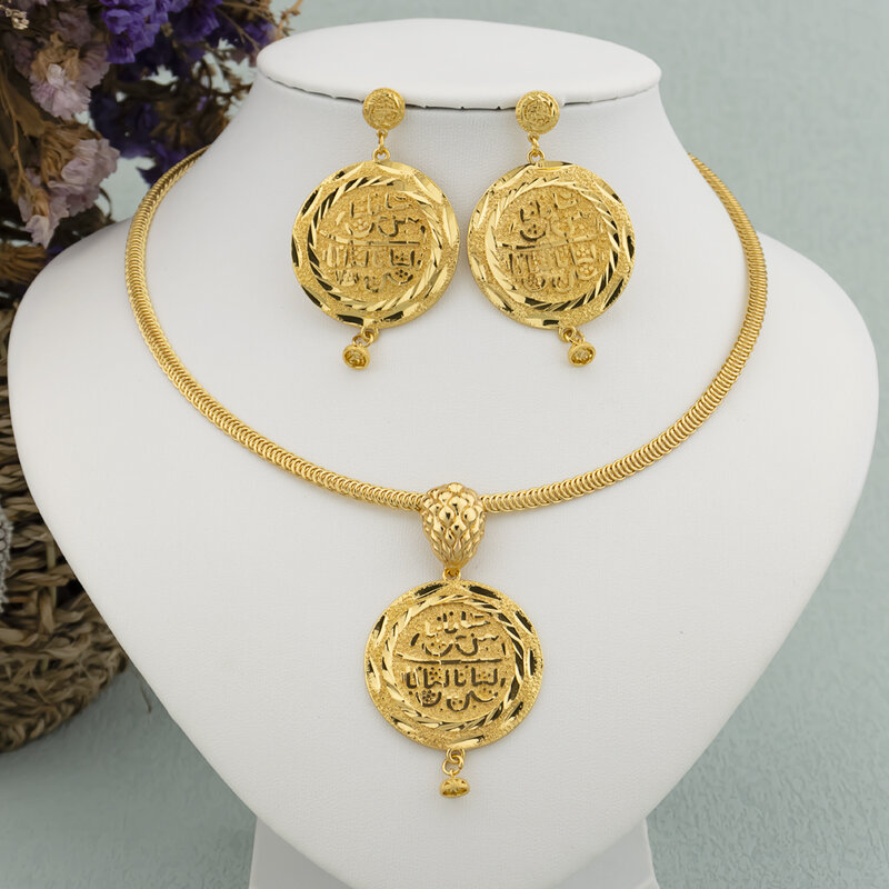 Модное ожерелье и серьги для женщин, набор ювелирных изделий с Африканской головой льва, ювелирные изделия из Дубая с покрытием из 18-каратного золота, аксессуары для свадебной вечеринки