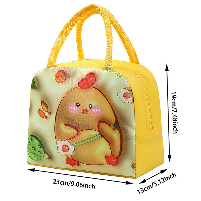 3D 만화 보온 식품 휴대용 도시락 가방, 기능성 식품 피크닉 도시락 가방, 여성 및 어린이용