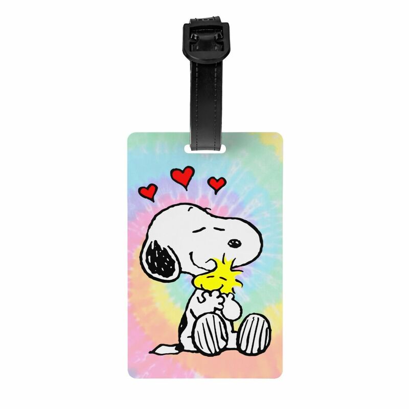 Etiqueta de equipaje personalizada, etiqueta de identificación, cubierta de privacidad, dibujos animados, Snoopy
