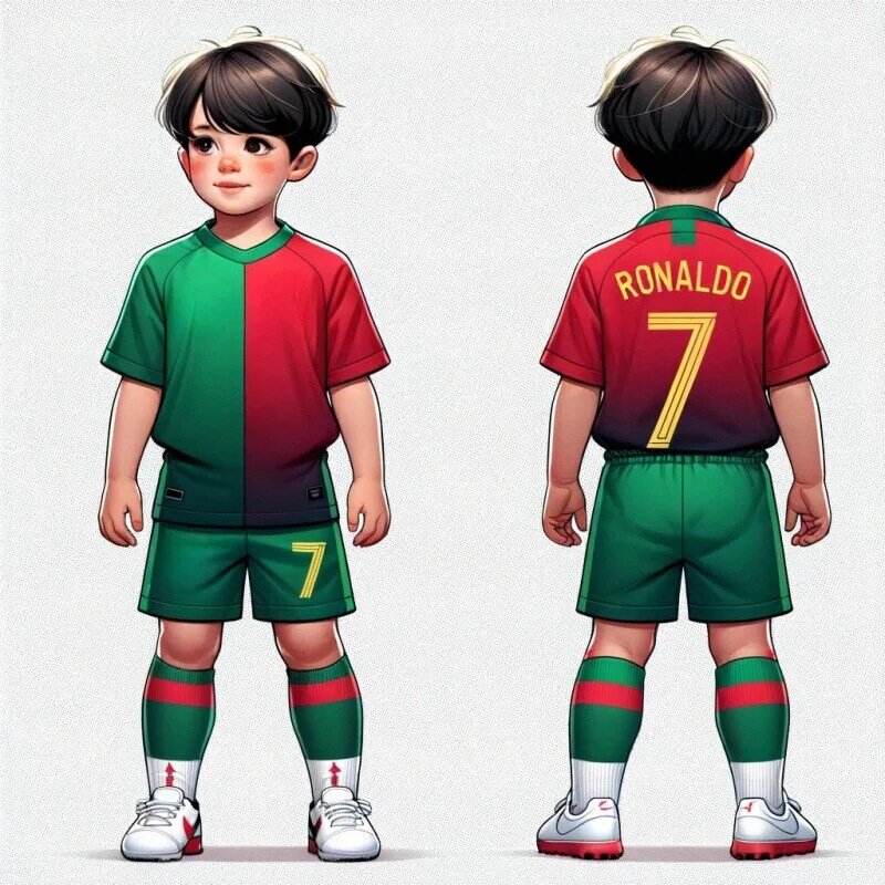 Jersey sepak bola anak laki-laki, baju Jersey anak laki-laki, kaus sepak bola Ronal_do #10 dan #7, untuk anak-anak, Mess_i, hadiah anak-anak, 3 potong
