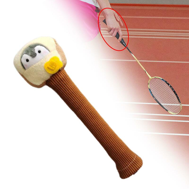 Badminton Racket Handle Cover Small Plush Doll Anti Slip Badminton Overgrip Yellow Penguin
