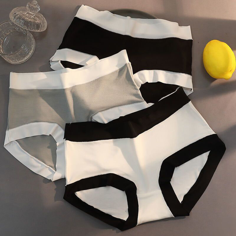 Simples Traceless Modal Cotton Patchwork Underwears para Mulheres, Antibacteriano, Cintura Média, Confortável, Respirável, Estudantes, Calcinhas Femininas
