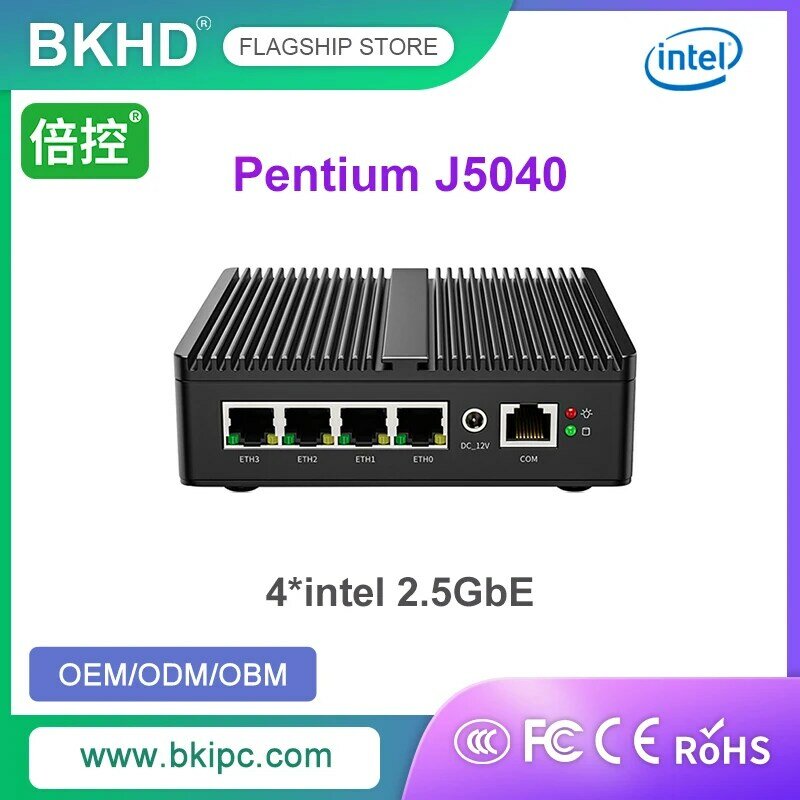 BKHD Intel Pentium J5040 OEM ODM Fanless NVME 4*2.5G NIC Lan Desktop ITX X86 Pfsense Ubuntu Linux Win10 Mini Router PC