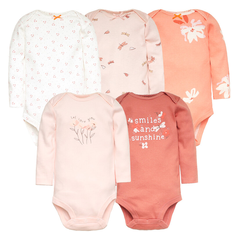 3-5 pz/lotto cotone morbido body per neonati manica lunga Set di abbigliamento per neonati natale neonate vestiti per ragazzi tuta per neonati