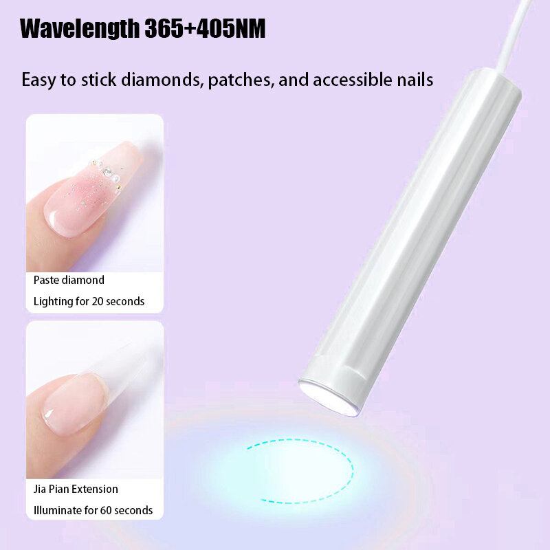 Baru putih 1 buah lampu kuku Mini genggam portabel untuk Semir Gel senter cepat kering mesin pengering kuku USB lampu UV LED kuku