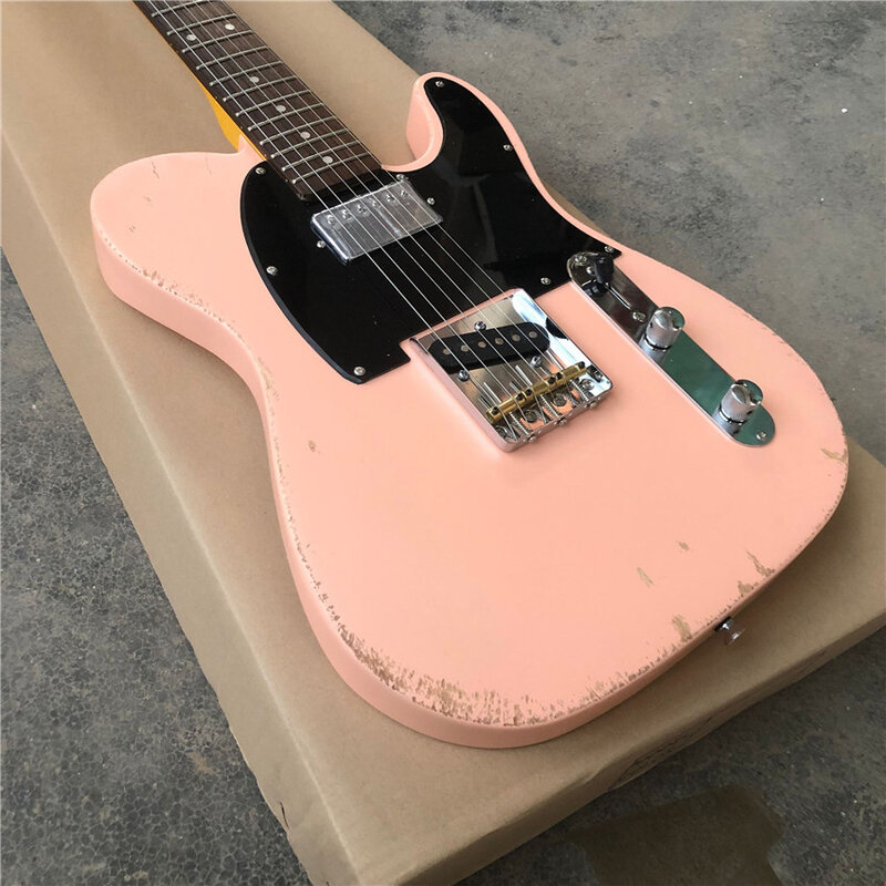 New 6-string relic electric guitar, pink nitro paint. All colors are available, free shipping, wholesale and retail