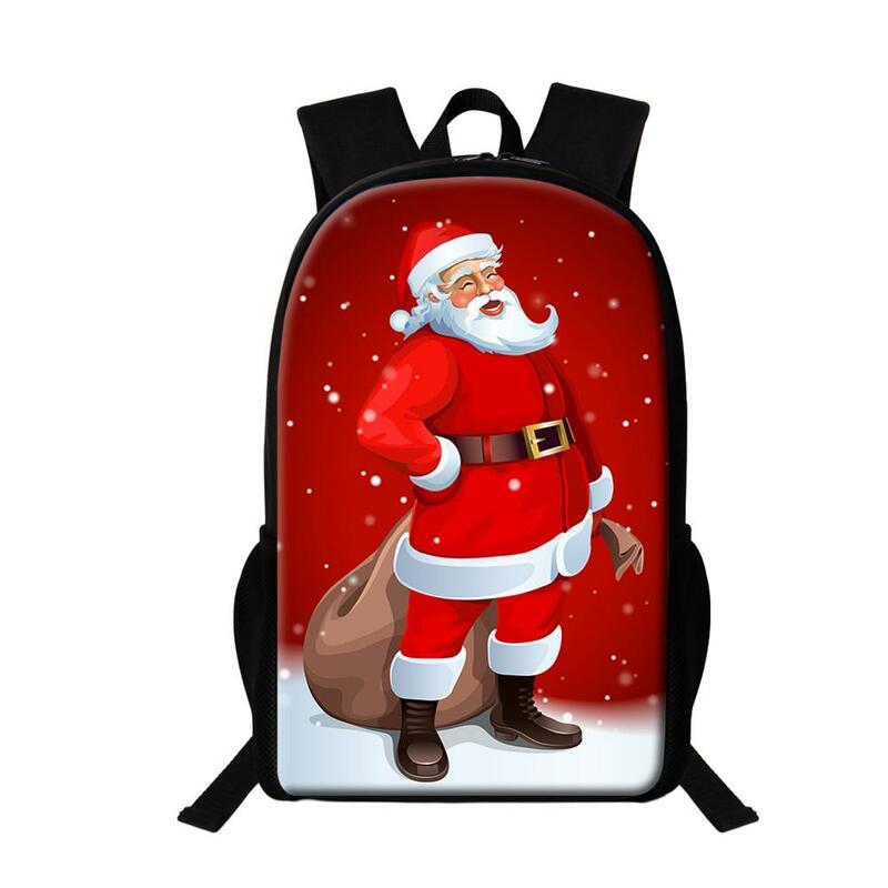 Papai Noel imprimindo mochilas escolares para homens e mulheres, mochila de feliz natal, mochila de moda, multifuncional, presente para estudantes