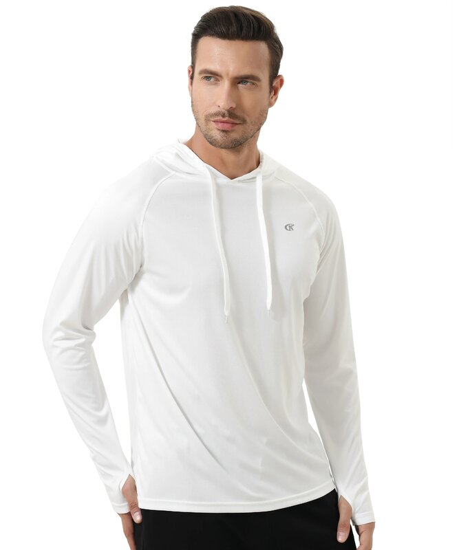 Hoodie de refrigeração manga comprida masculino, camisas de pesca, treino, corrida, caminhada, camisa basculador, UPF 50 + Rash Guard, verão