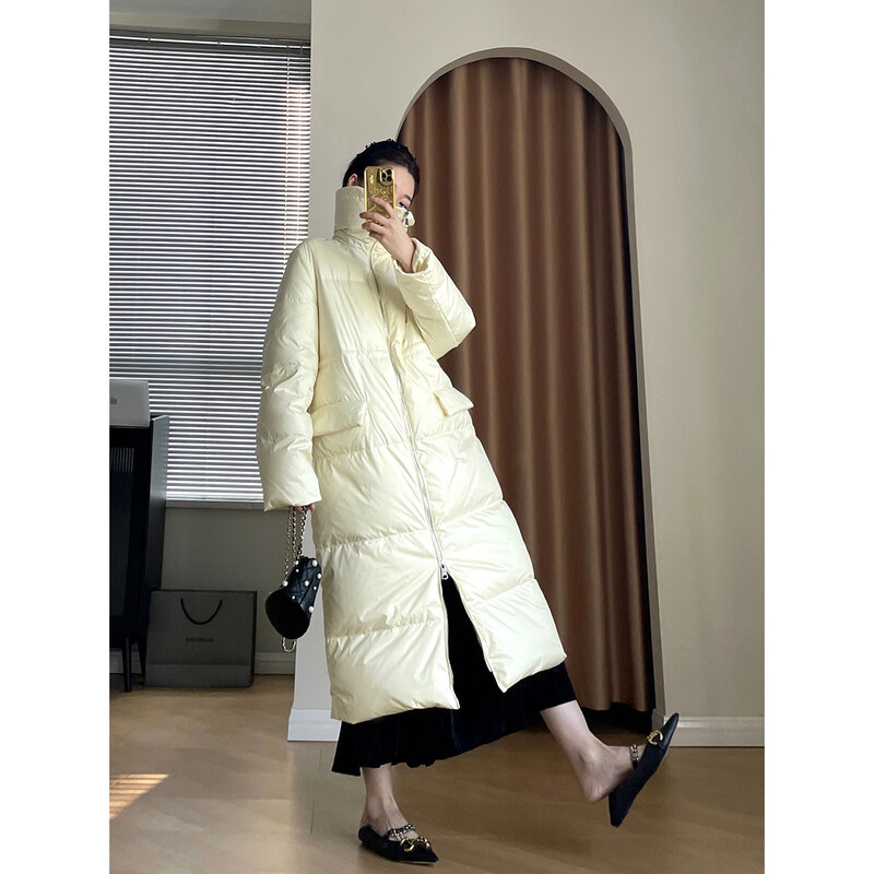 PRBC – manteaux longs en duvet d'oie blanc pour femme, couleur unie, hiver, 2022 FW
