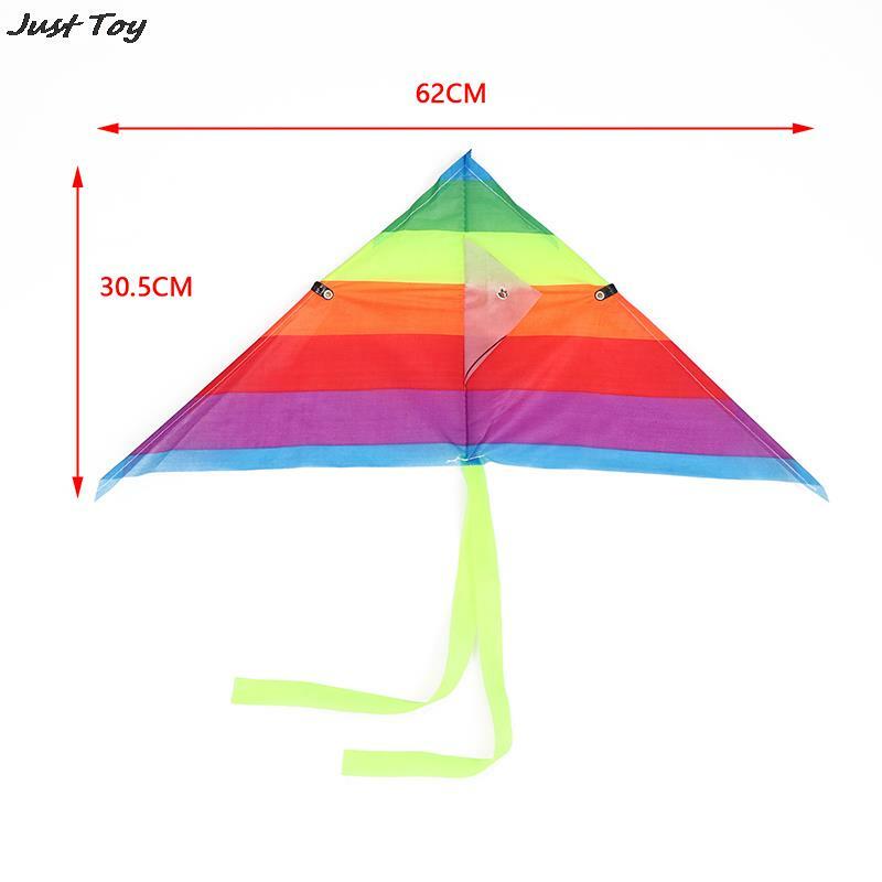 Cometas coloridas triangulares de arcoíris para niños, cometas voladoras con cuerda de 30M, juguetes deportivos divertidos para exteriores, novedad