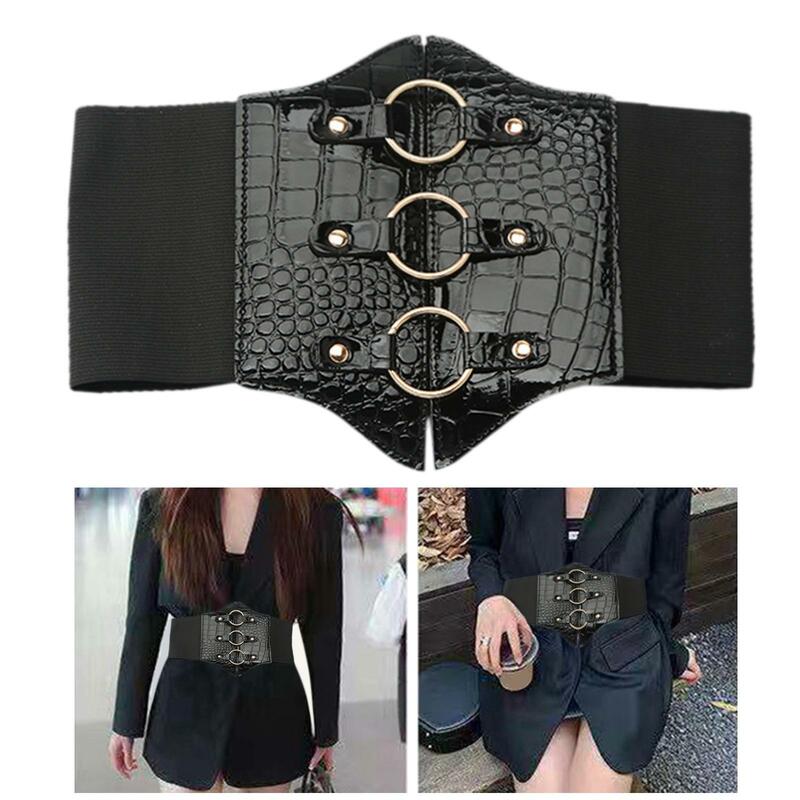 Fashion Women Charm Waistband Wide Belt Belt Cummerbund Jewelry Body Belts Leather Stretch for Cosplay Jeans Dresses Party