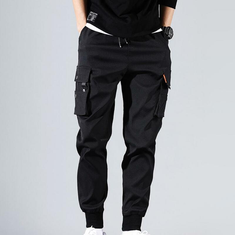 Pantalones Cargo con múltiples bolsillos para hombre, pantalón informal de Hip Hop con cordón, para correr, ropa de calle