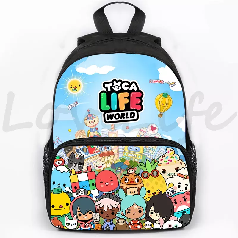Mochila Toca Life World para estudantes, mochilas escolares impermeáveis para meninos e meninas, mochila dos desenhos animados, bolsa Boca Toca 16"