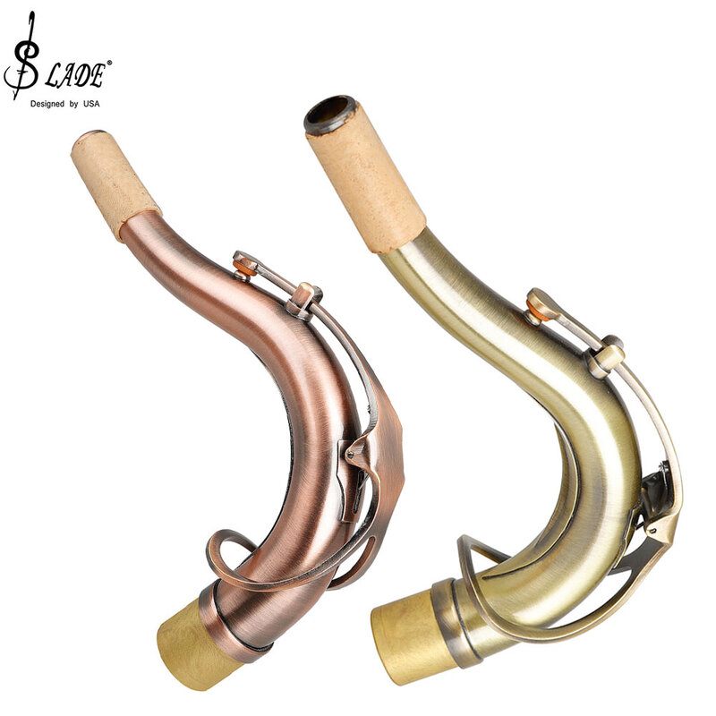 Saxofón Tenor de cuello doblado, instrumento de viento de madera de cobre rojo, Material de latón lacado antiguo, accesorios profesionales