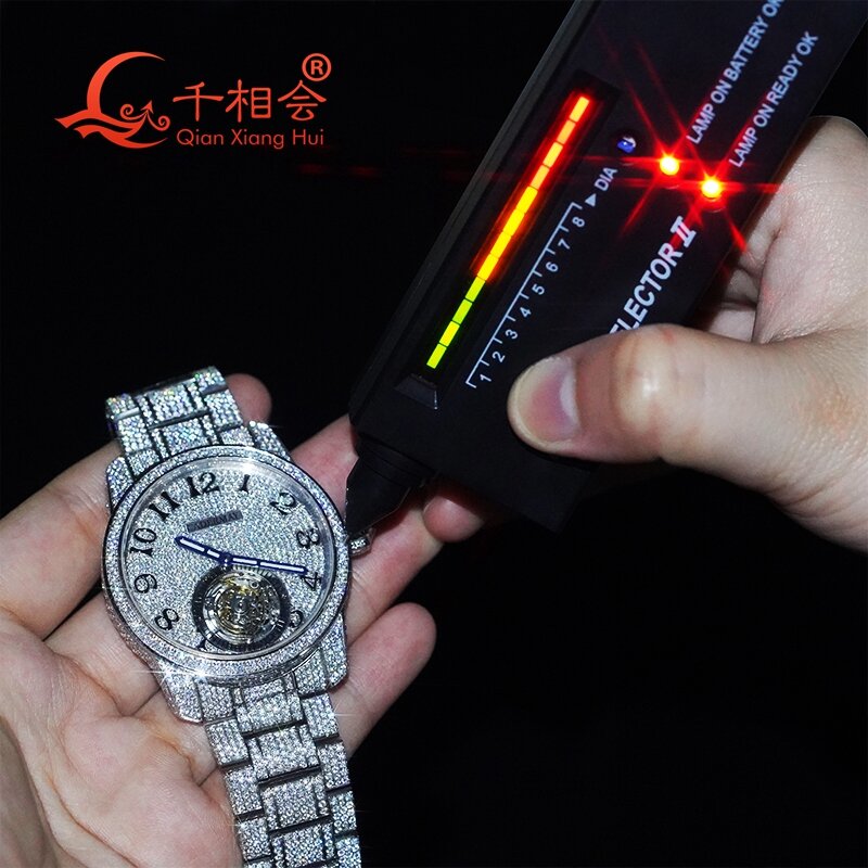 Vvsmosaniteメカニカル腕時計男性用、高級機械式時計、メンズジュエリー、フル