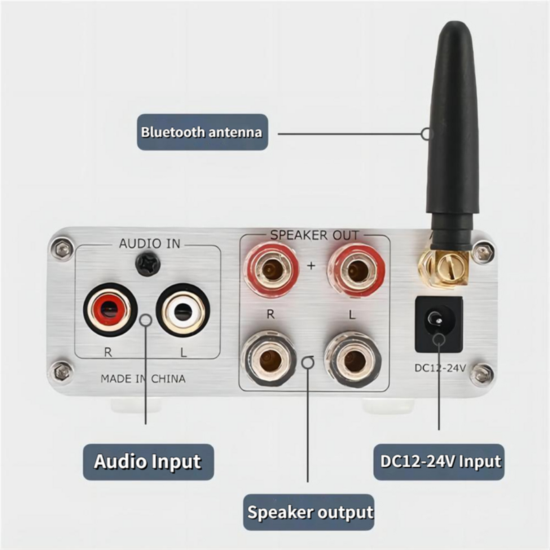 HiFi Sound Amplifier MA12070 80Wx2 Bluetooth 5.0 Stereo Audio Power Amplifier for Home Theater Karaoke Amplifiy-Silver