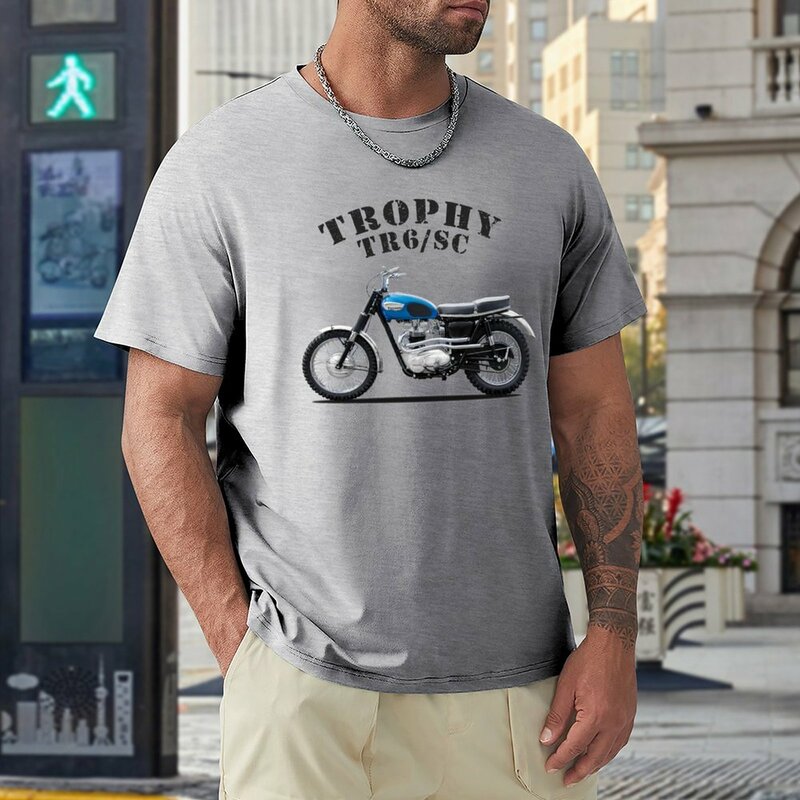 Camiseta de motocicleta The Trophy TR6 para niños, camiseta lisa, camisetas divertidas de moda coreana, camisetas de gran tamaño para hombres