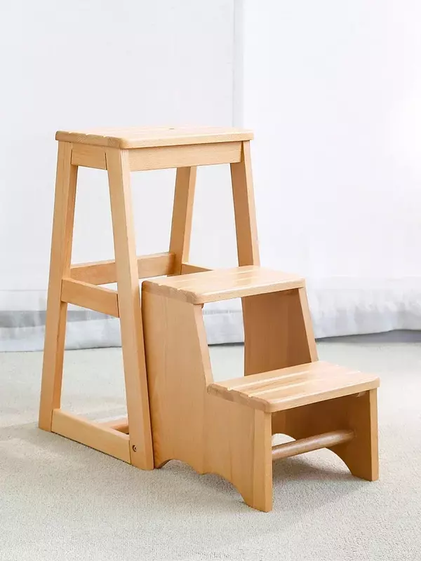 다기능 접이식 3 단 사다리 의자, 가정용 거실 서재, 너도밤나무 사다리 의자, 주방 높은 의자