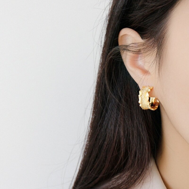 fashion handmade jewelry wave big earrings gold plated sterling silver earrings  unique earrings for women