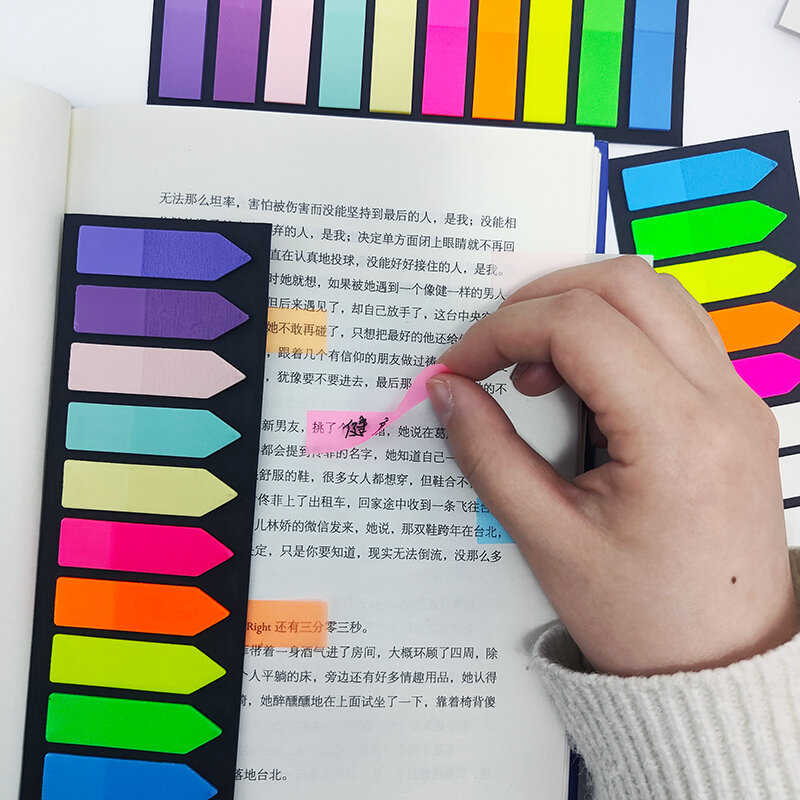 KindFuny-Bloc de notas adhesivas de Color, 200 hojas, índice de notas transparente, Post It, marcadores, Bloc de notas, escuela, oficina, suministros de papelería