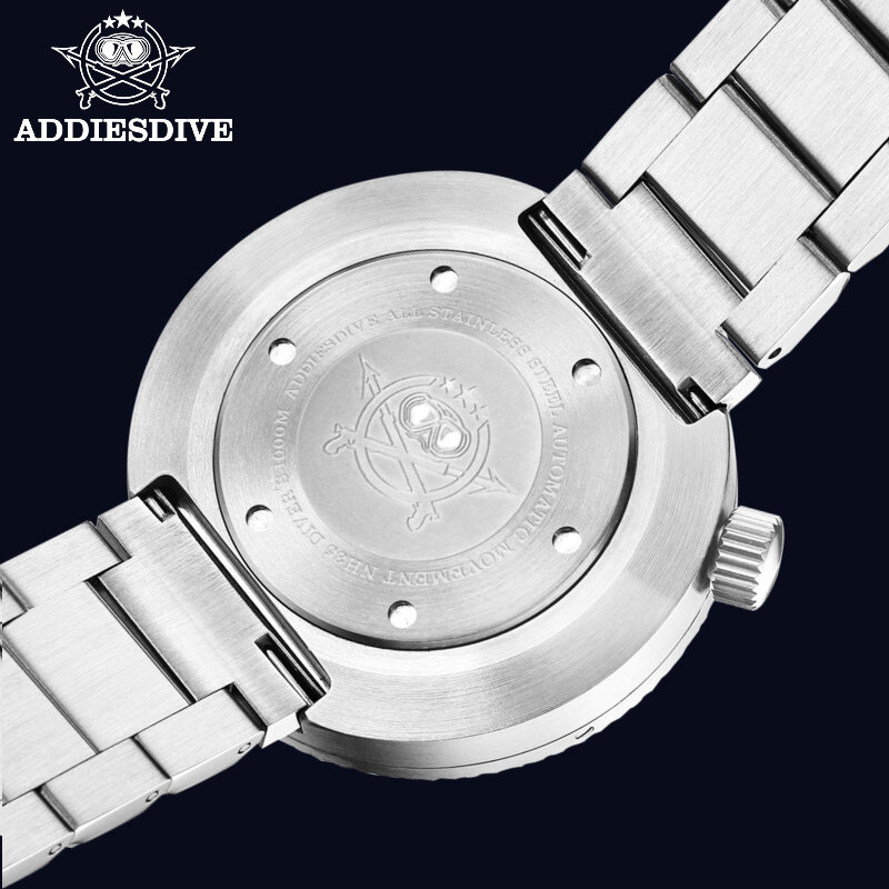ADDIESDIVE Man Watch szafirowy kryształ niebieski świecąca tarcza ceramiczna ramka szkiełka zegarka 316L ze stali nierdzewnej 1000m do nurkowania zegarek mechaniczny