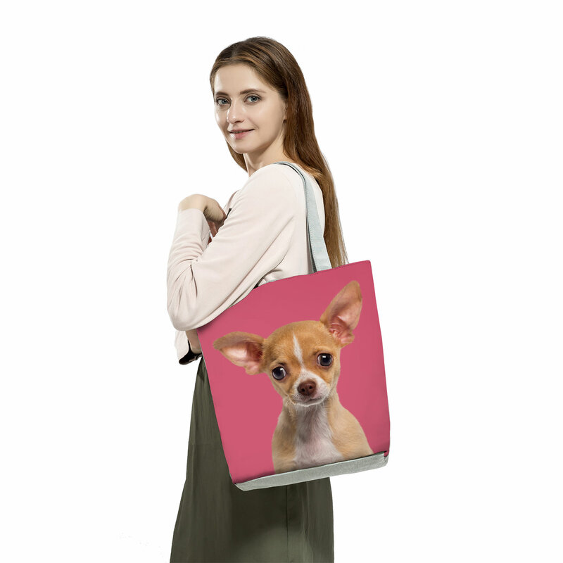 Casualowe koty z nadrukiem z psem torebka damska torba na ramię składana moda podróżna torebka dla zwierząt o dużej pojemności damska torba na zakupy