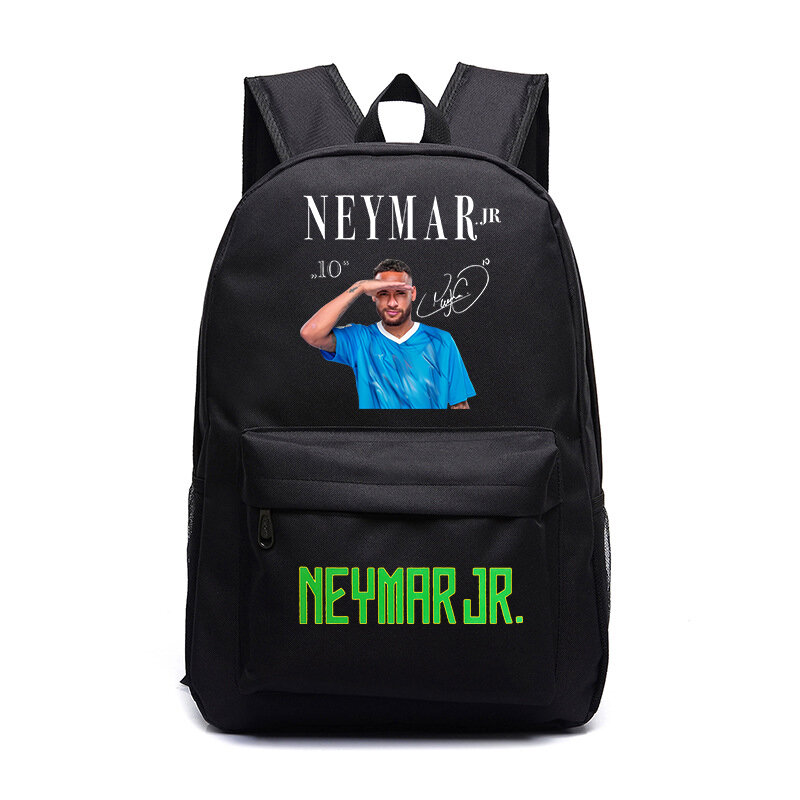 Neymar avatar print mochila escolar primária e secundária, mochila preta para crianças