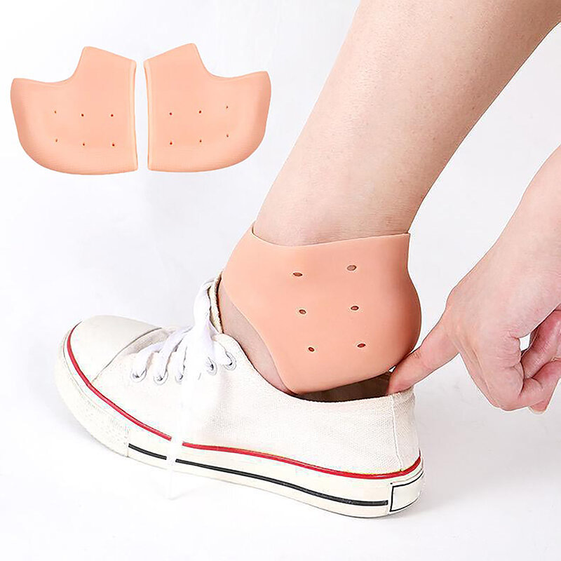 Elastyczne silikonowe nawilżające pielęgnacja skóry stóp ochrona stóp pięty 1 para żelowych skarpetek z gumy silikonowej zapobiegające pękaniu wkładek skarpetki na pięty
