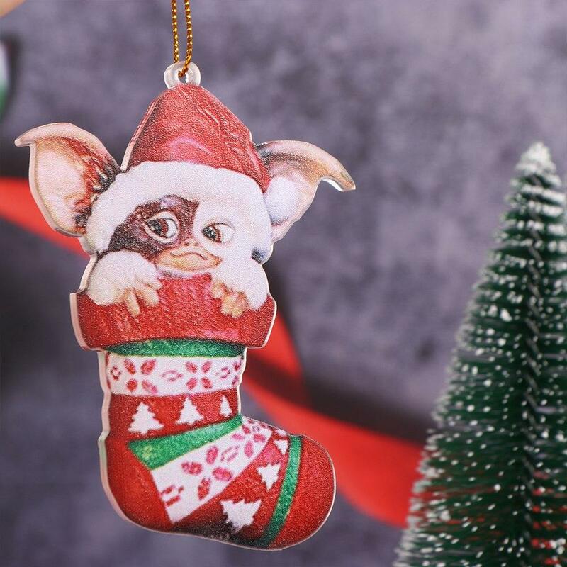 Sombrero de Papá Noel Gremlins de acrílico, calcetines colgantes de árbol de Navidad, perro, Dragón Volador, gorros colgantes para cachorros, vacaciones Gizmo