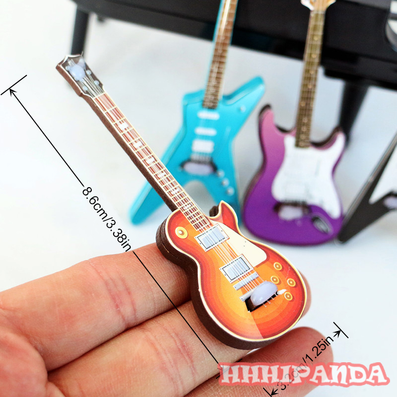 1PC Doll House Mini Simulation Electric Guitar Popular Guitar Miniature Scene Props Match Model Accessories