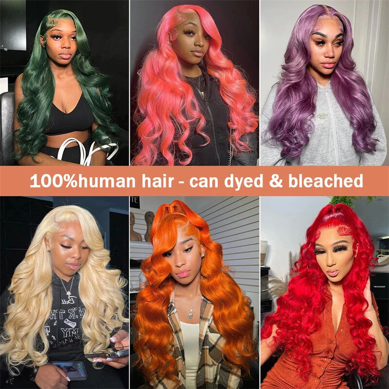 Honey Blonde Body Wave Lace Front Wig para mulheres, cabelo humano, cor transparente, 613, 13x6, 13x4