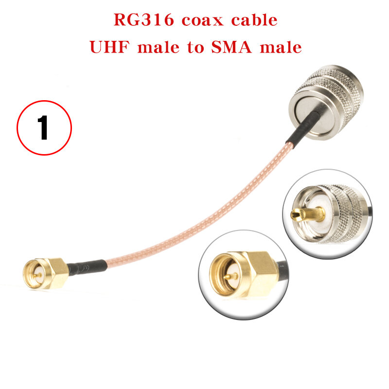 RG316 kabel Coax UHF PL259 SO239 ke SMA laki-laki perempuan konektor Anlge kanan UHF ke SMA Crimp UNTUK kabel hilang rendah pengiriman cepat RF