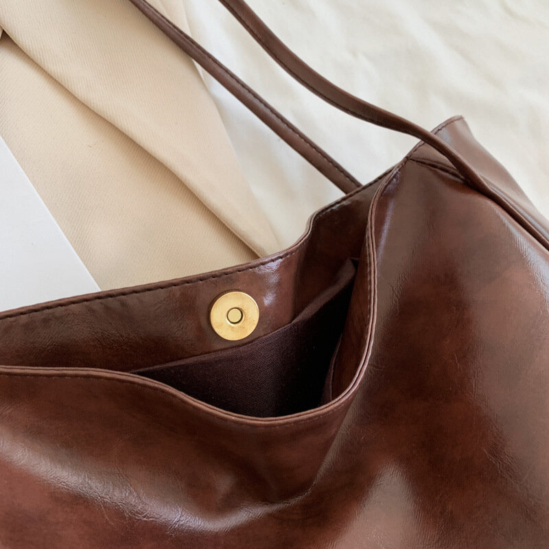 Frauen Einkaufstasche Mode Achsel Tasche große Kapazität weiche Pu Leder Umhängetasche Retro Umhängetasche lässig tragbare Beutel tasche