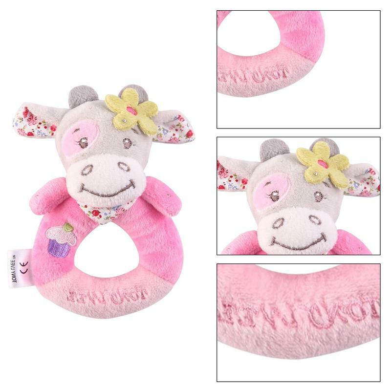 Baby Plush Rattle Cartoon Animals Crib Mobile Bed Bell Toys Puppy Cow Donkey Hedgehog Rhino Early Educational Toy Gift Hand Bell
