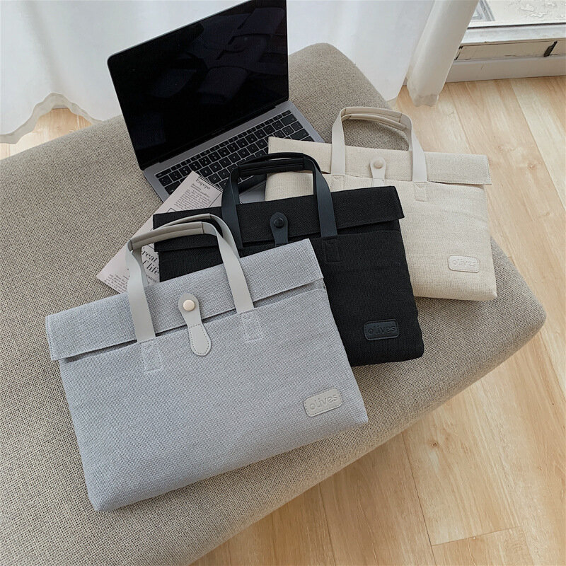 Borsa di tela donna pacchetto Computer uomo valigetta Laptop Unisex semplice borsa di design portafoglio aziendale per sac document