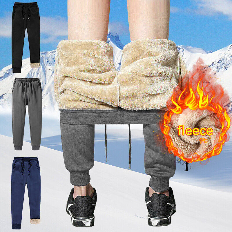 M-6xl Men Winter Fleece Sweatpant Pants Lined Thick Thermal Trousers Casual Athletic Joggers Loose Warm Pants Fashion Plus Size