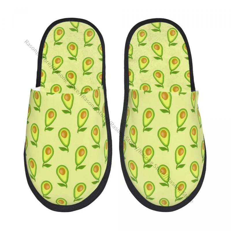 Zapatillas de interior de felpa para el hogar, zapatos suaves y cálidos con fruta de aguacate, calzado de otoño e invierno