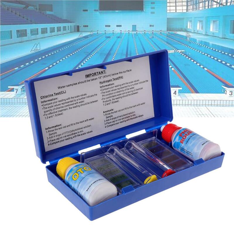 수영장 테스트 키트 편리한 물 테스트 박스, 실용적이고 효과적인 휴대용 물 테스트 키트, 병 포장 포함