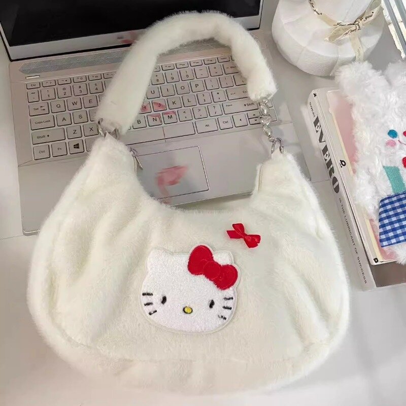 MBTI Hello Kitty borse a tracolla per le donne Trend 2024 peluche bianco carino dolce borsa Y2k borse estetiche moda femminile originale