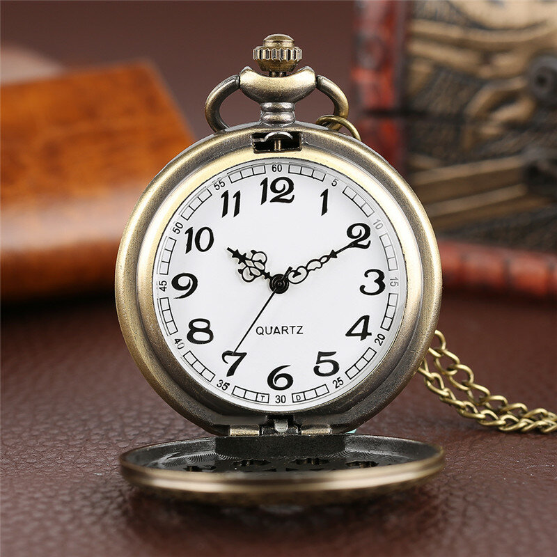 Orologio da tasca Vintage in bronzo ragnatela Steampunk orologio analogico al quarzo scavato per uomo donna collana con ciondolo orologio a catena