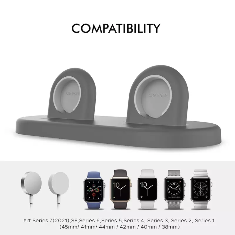 Ahastyle-Apple Watch用デュアルスロット充電器スタンド,ソフトシリコン,耐傷性充電ドック,iwatch,Airpods,ベース用