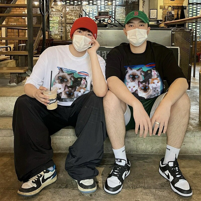 Camisetas con estampado de gato y Animal para mujer, remera Harajuku de calle, camisetas de manga corta, camiseta de gran tamaño, ropa para mujer