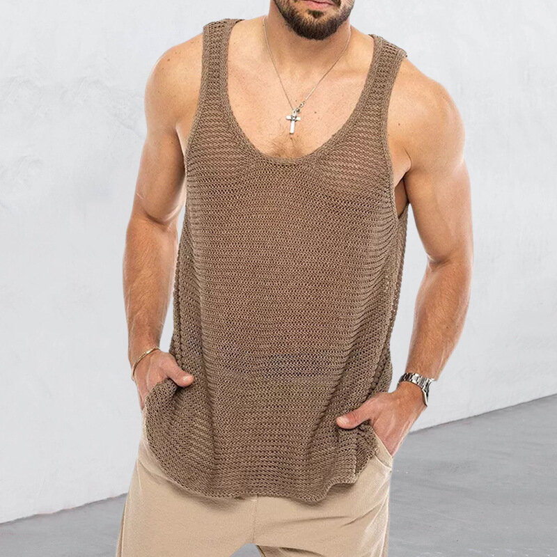 2023 Summer New Incerun Tank Tops for Men's clothing Sexy Sleeveless Knitted Vest Men's Tank Top